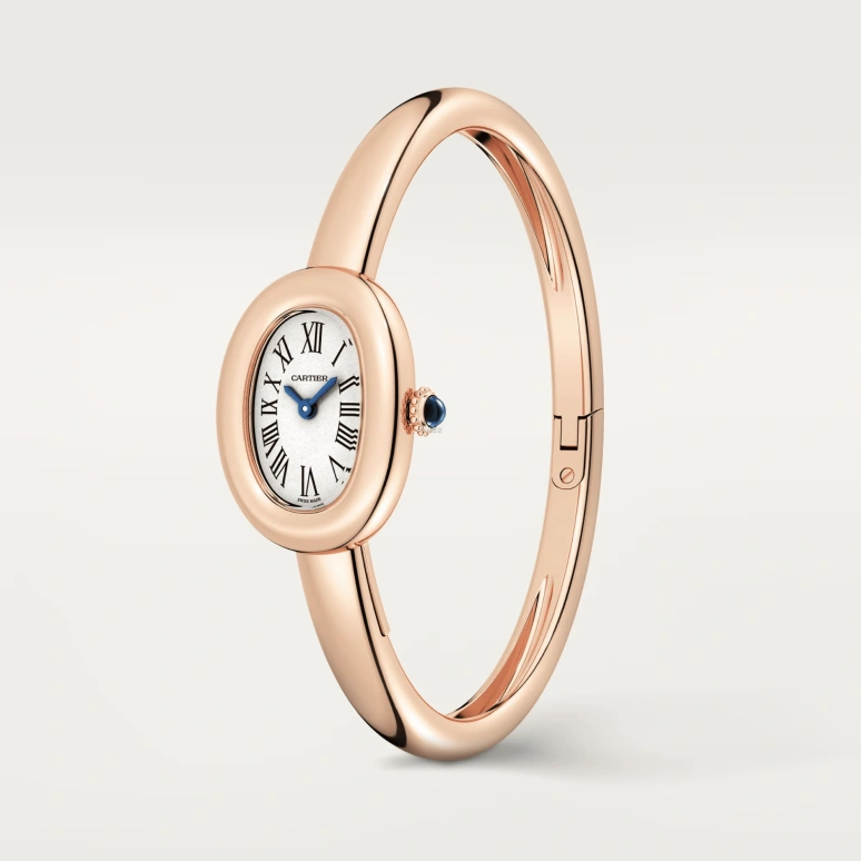 Cartier,Baignoire 24.60x18.70mm,24.60x18.70mm,Rose Gold,Silver,Quartz,Sapphire,Crystal Glass,Oval,WGBA0036