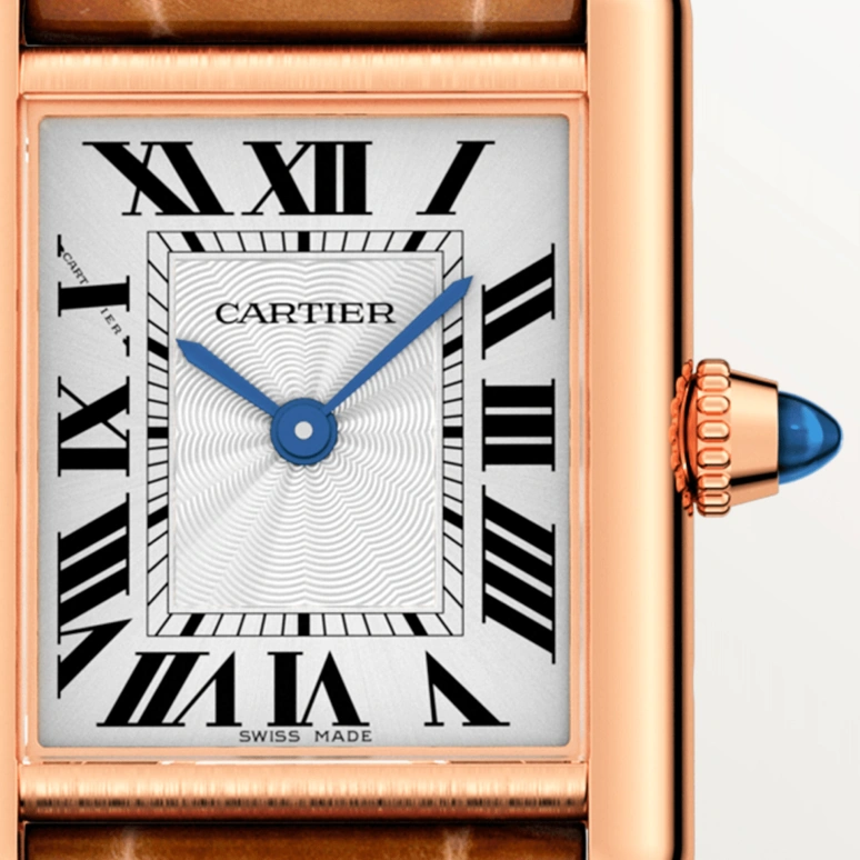 Cartier,Tank 29.50x22mm,29.50x22mm,Rose Gold,Silver,Handwound,In-house Caliber,Hardlex,WGTA0010