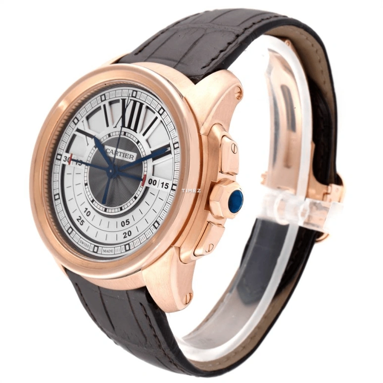 Cartier,Calibre de Cartier 45mm,45mm,Pink Gold,Silver,Handwound,Chronograph,50hours,W7100004
