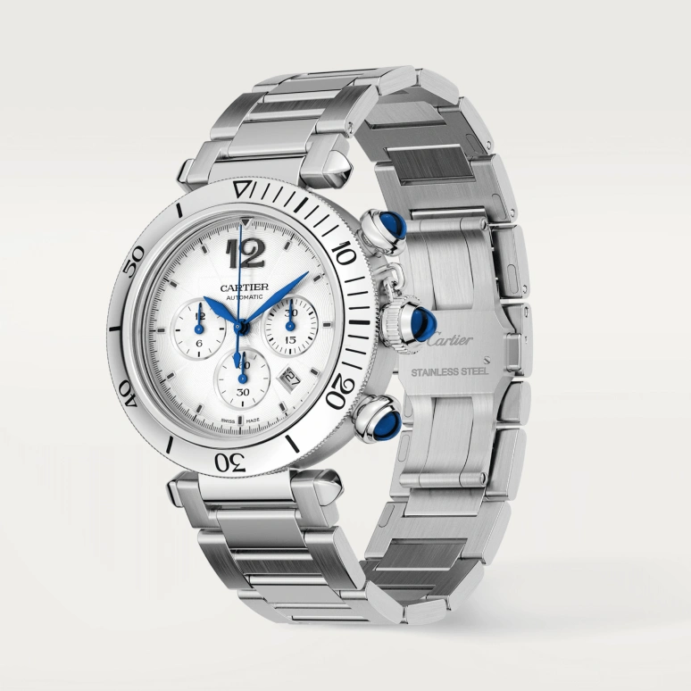 Cartier,Pasha de Cartier 41mm,41mm,Stainless Steel,Silver,Automatic,Chronograph,Day,WSPA0018