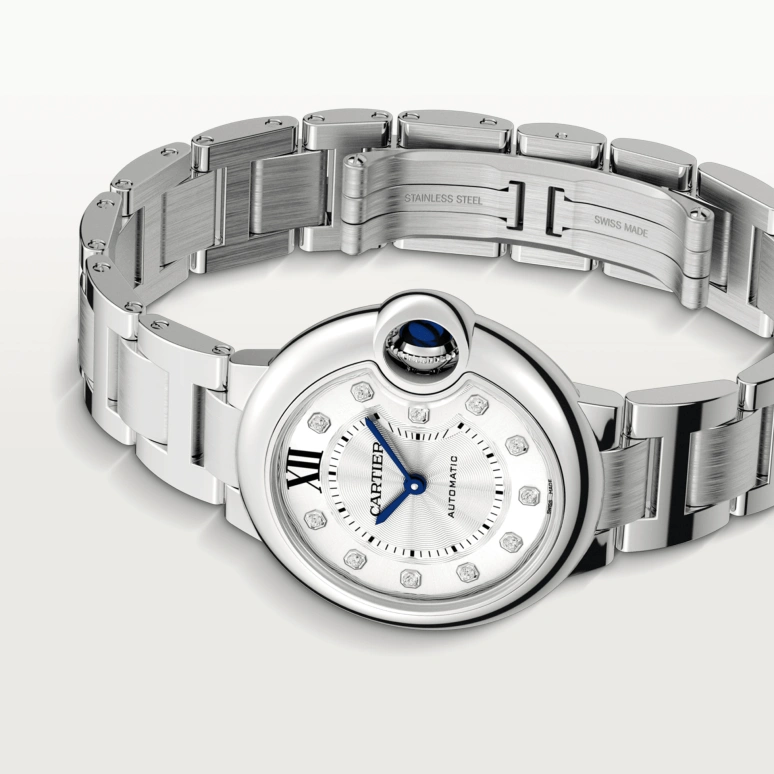 Cartier,Ballon Bleu de Cartier 33mm,33mm,Stainless Steel,Silver,Automatic,Sapphire,Crystal Glass,Round,W4BB0021
