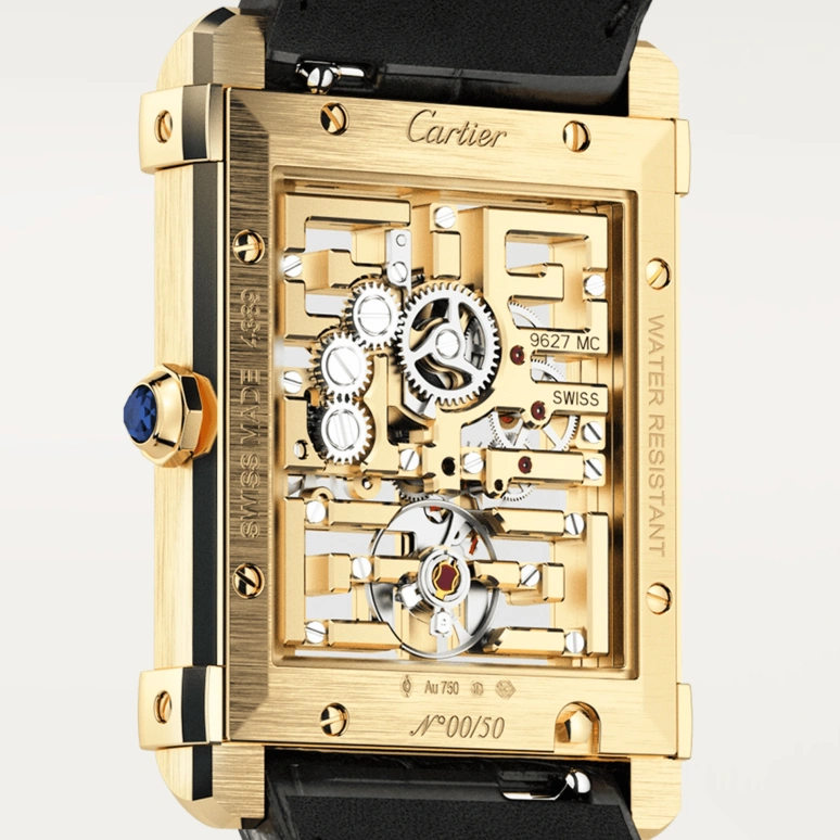 Cartier,Tank 39.50x29.20mm,39.50x29.20mm,Yellow Gold,Black,Red,Handwound,38hours,In-house Caliber,WHTA0016