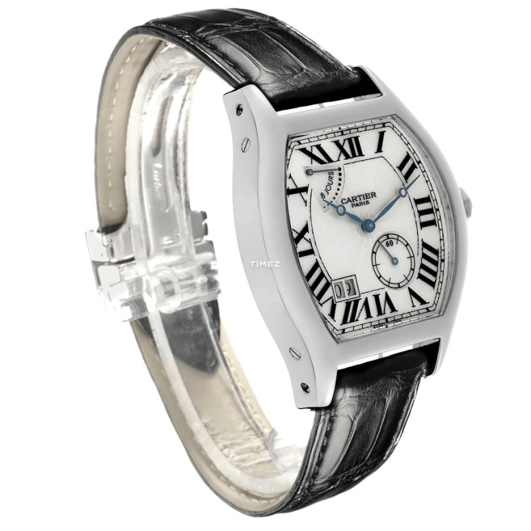 Cartier,Tortue 34x43mm,34x43mm,White Gold,Silver,Handwound,Power Reserve Indicator,Big Date,W1545951