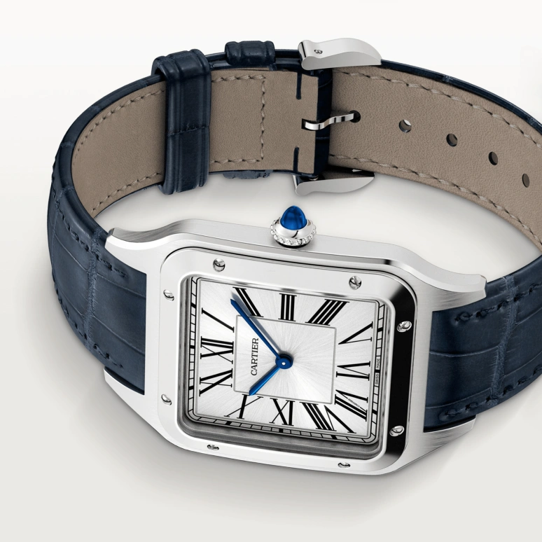 Cartier,Santos de Cartier 46.60x33.90mm,46.60x33.90mm,Stainless Steel,Silver,Handwound,36hours,In-house Caliber,WSSA0032