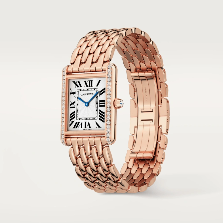 Cartier,Tank 33.70x25.50mm,33.70x25.50mm,Rose Gold,Silver,Handwound,38hours,In-house Caliber,WJTA0021