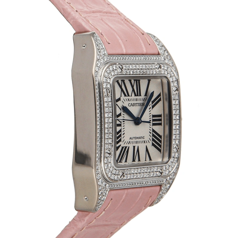 Cartier,Santos de Cartier 44.20x33mm,44.20x33mm,White Gold,Silver,Automatic,In-house Caliber,Sapphire,Crystal Glass,WM501751