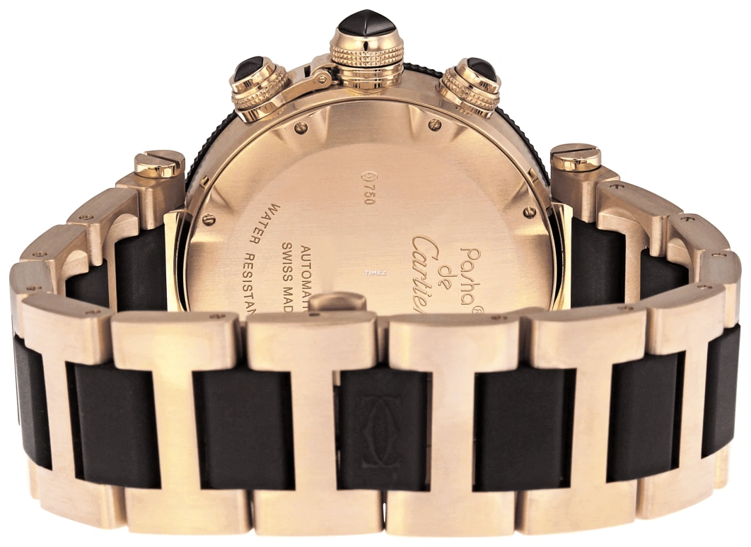 Cartier,Pasha de Cartier 42.50mm,42.50mm,Rose Gold,Black,Handwound,Chronograph,Day,W301980M