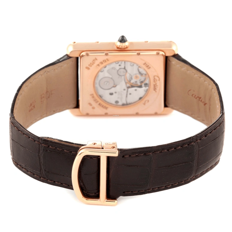 Cartier,Tank 30x40mm,30x40mm,Rose Gold,Coffee,Handwound,Day,Power Reserve Indicator,W1560002
