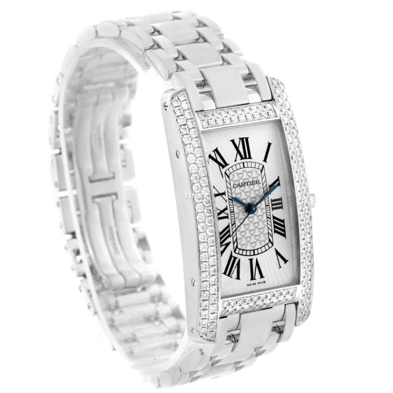 Cartier,Tank 41x22.60mm,41x22.60mm,White Gold,Silver,Automatic,Sapphire,Crystal Glass,Square,WB710001
