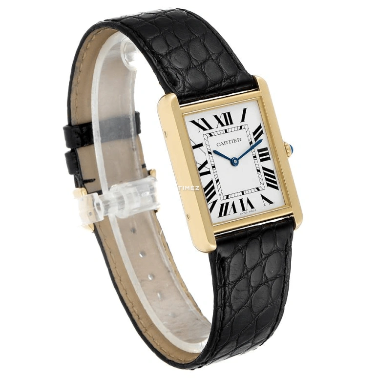 Cartier,Tank 34mm,34mm,Yellow Gold,Silver,Quartz,Sapphire,Crystal Glass,Square,W1018855