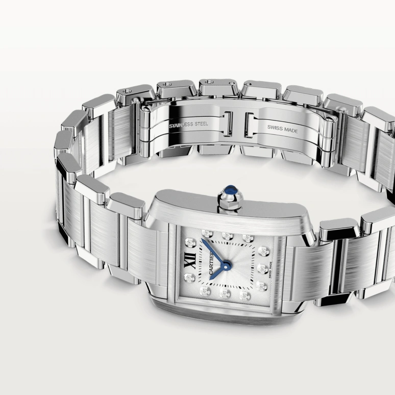 Cartier,Tank 25x20mm,25x20mm,Stainless Steel,Silver,Quartz,Sapphire,Crystal Glass,Square,WE110006