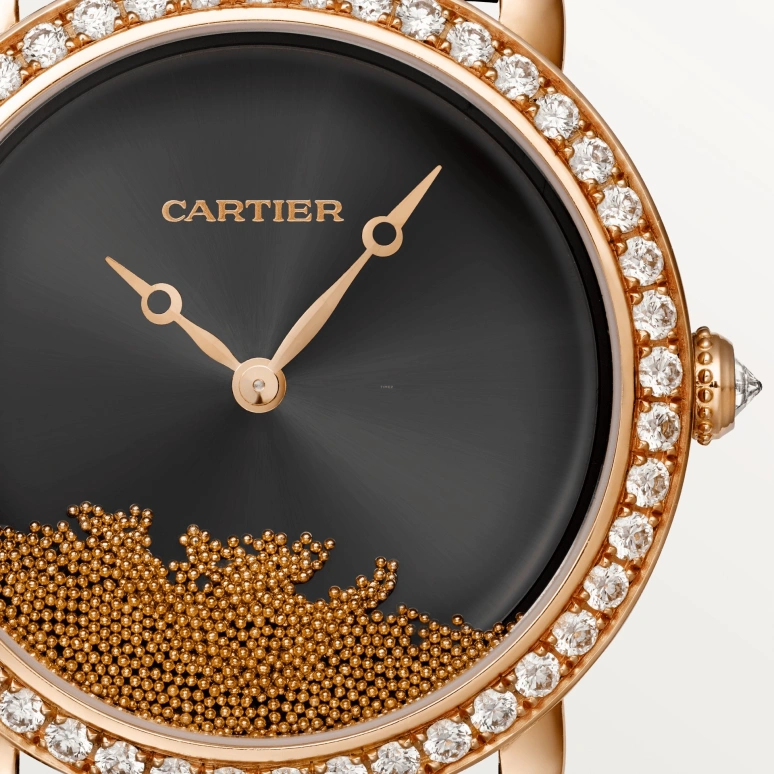 Cartier,Panthère Jewelry Watches 37mm,37mm,Rose Gold,Black,Handwound,36hours,In-house Caliber,HPI01259