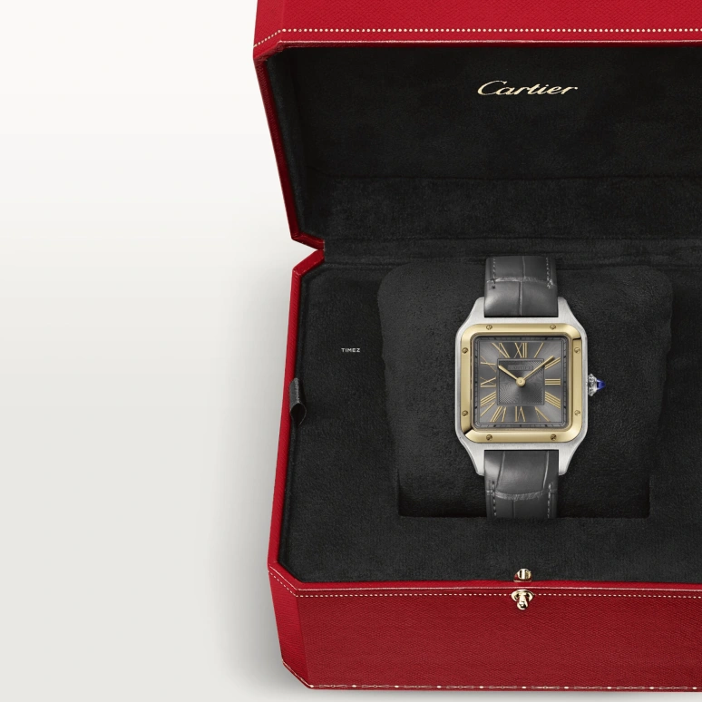 Cartier,Santos de Cartier 31.40x43.50mm,31.40x43.50mm,Stainless Steel,Yellow Gold,Grey,Quartz,Sapphire,Crystal Glass,Square,W2SA0028