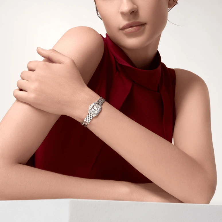 Cartier,Panthère de Cartier 25x20mm,25x20mm,White Gold,Silver,Quartz,Sapphire,Crystal Glass,Square,WJPN0019