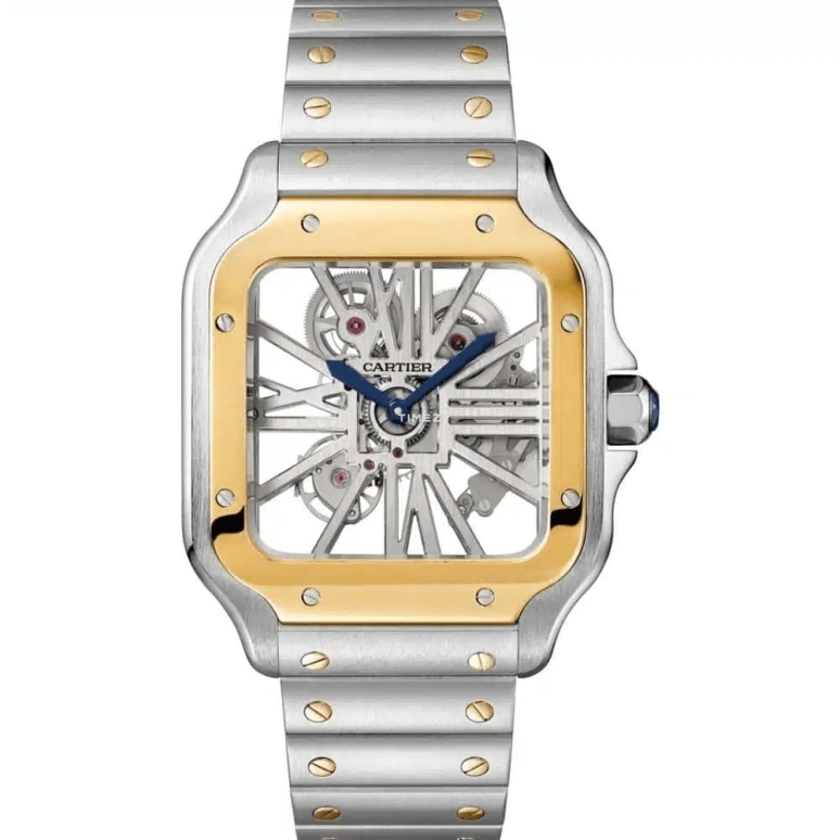 Cartier,Santos de Cartier 39.80x47.50mm,39.80x47.50mm,Stainless Steel,Skeleton,Handwound,72hours,In-house Caliber,WHSA0012