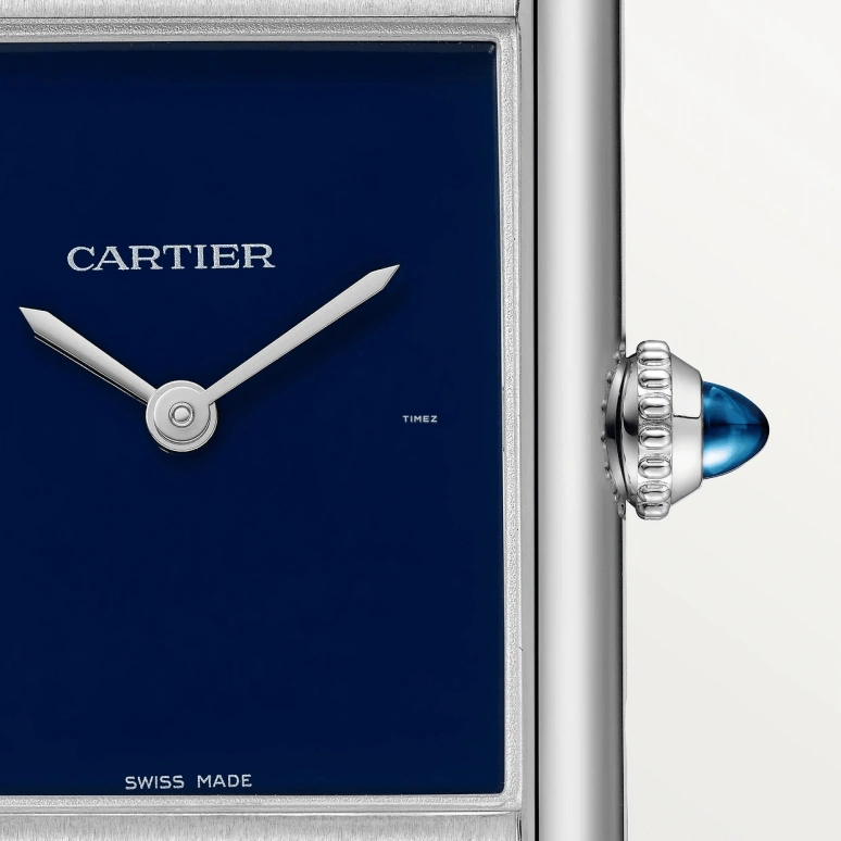 Cartier,Tank 33.70x25.50mm,33.70x25.50mm,Stainless Steel,Blue,Quartz,Sapphire,Crystal Glass,Rectangular,WSTA0114