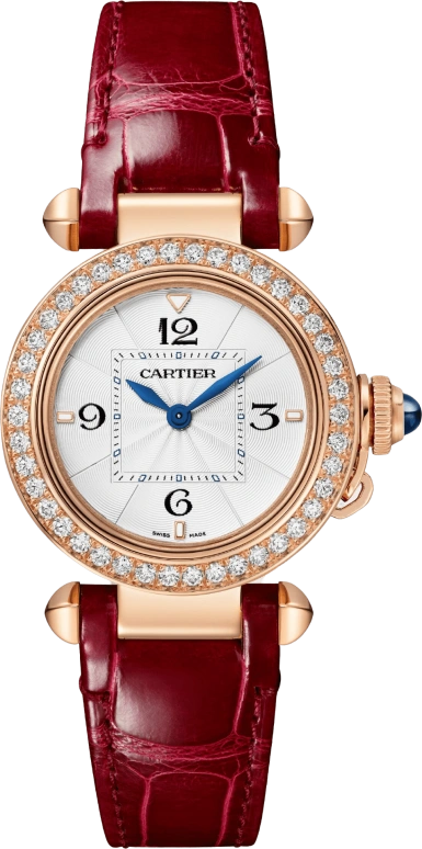 Cartier,Pasha de Cartier 30mm,30mm,Rose Gold,Silver,Quartz,Sapphire,Crystal Glass,Round,WJPA0017