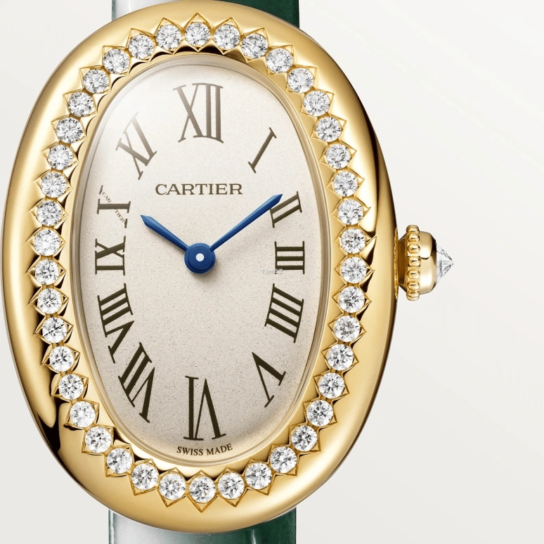 Cartier,Baignoire 31.40x23.09mm,31.40x23.09mm,Yellow Gold,Silver,Quartz,Sapphire,Oval,WJBA0054
