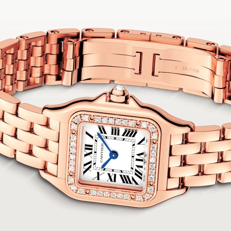 Cartier,Panthère de Cartier 30.30x22mm,30.30x22mm,Rose Gold,Silver,Quartz,Glass,Square,WJPN0087
