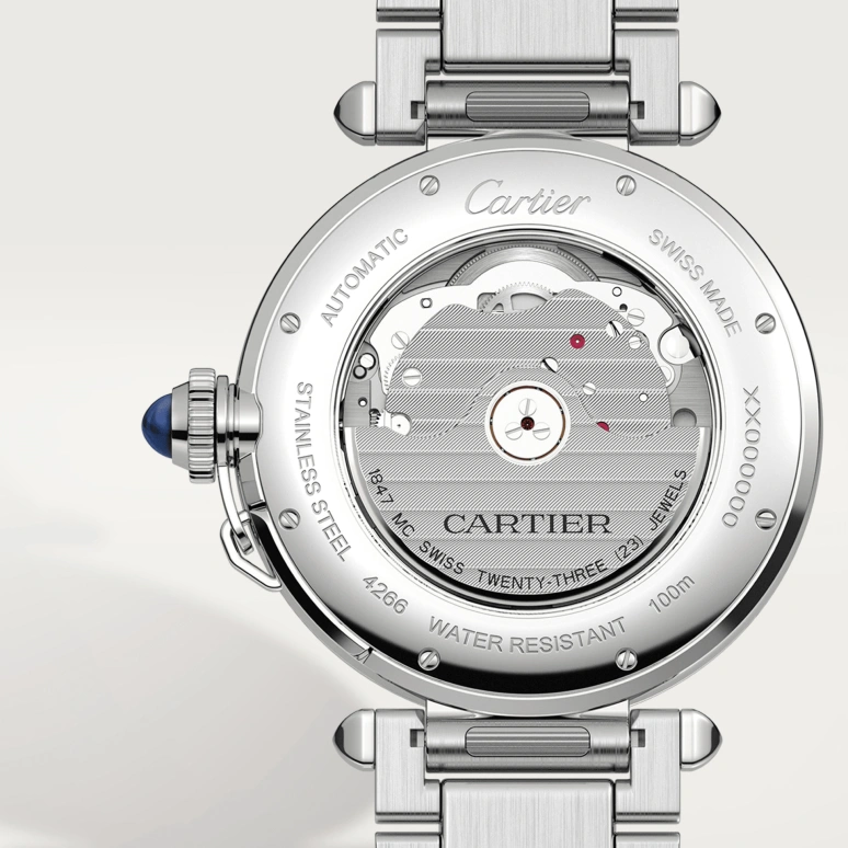 Cartier,Pasha de Cartier 41mm,41mm,Stainless Steel,Silver,Automatic,Day,42hours,WSPA0009