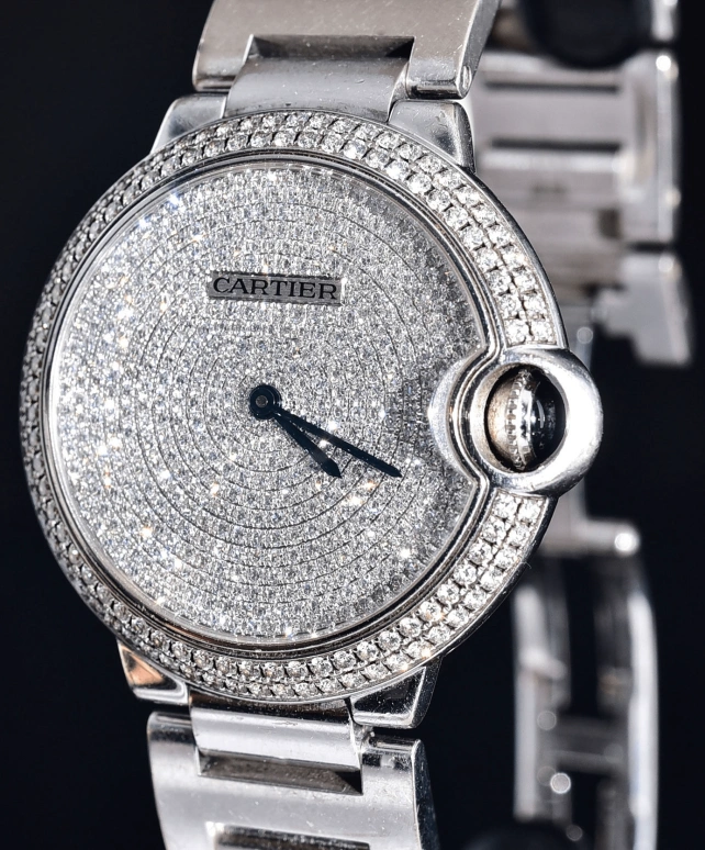 Cartier,Ballon Bleu de Cartier 36mm,36mm,White Gold,Silver,Automatic,Sapphire,Crystal Glass,Round,WE902045