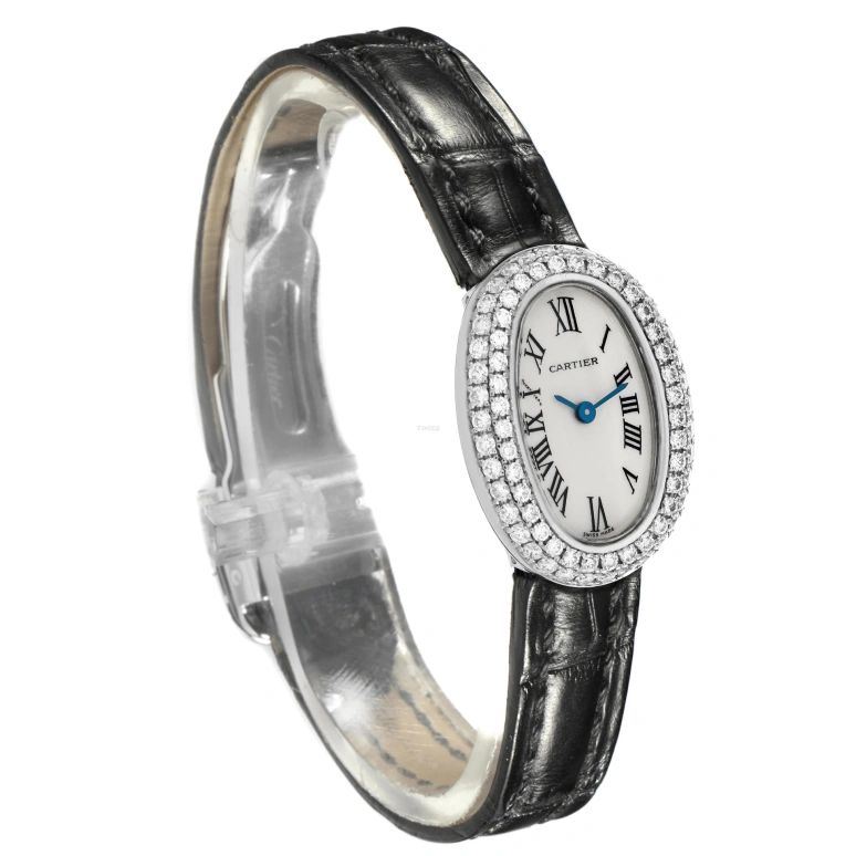 Cartier,Baignoire 26mm,26mm,White Gold,Silver,Quartz,Sapphire,Crystal Glass,Oval,WB509531