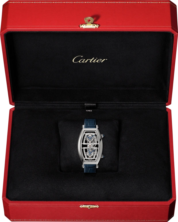 Cartier,Tonneau 52.40x29.80mm,52.40x29.80mm,Platinum,Silver,Handwound,Dule Time,60hours,WHTN0012