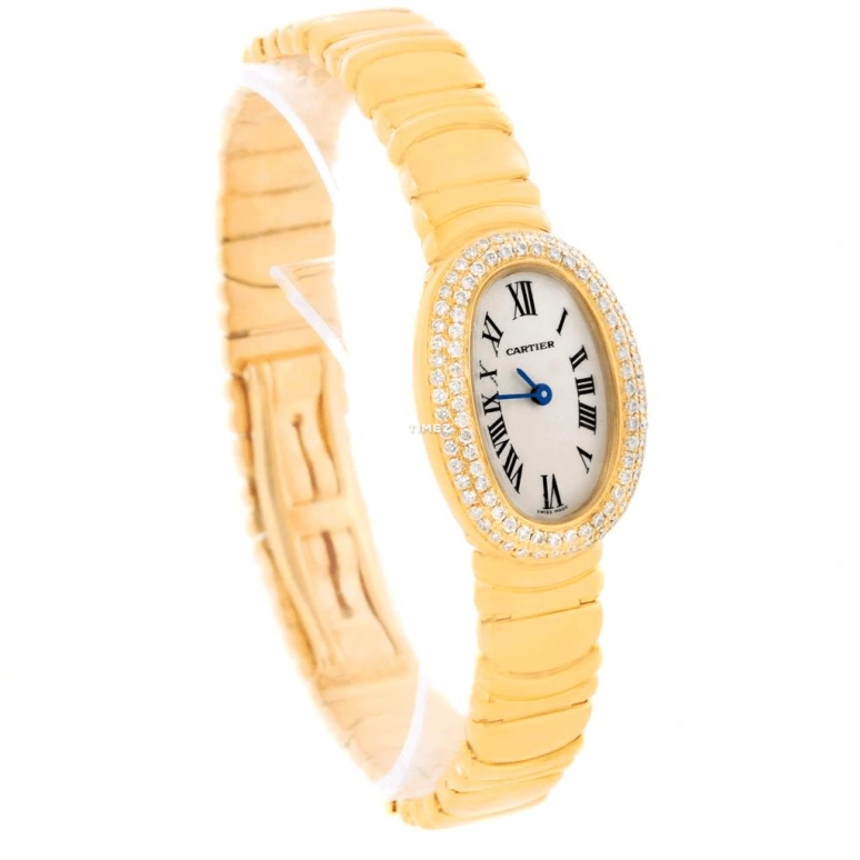 Cartier,Baignoire 25x20mm,25x20mm,Yellow Gold,Silver,Quartz,Sapphire,Crystal Glass,Oval,WB5094D8