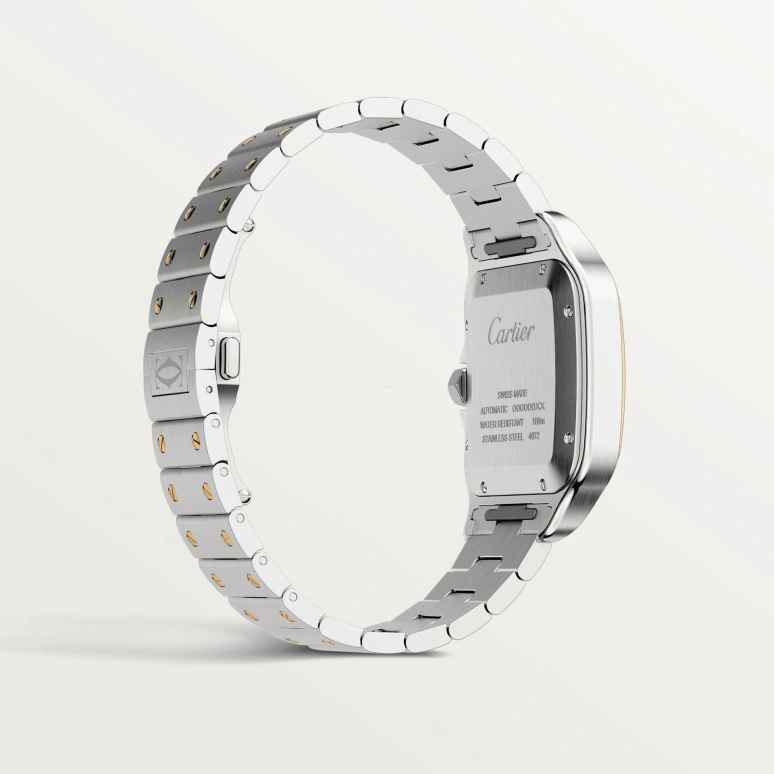 Cartier,Santos de Cartier 39.80mm,39.80mm,Stainless Steel,Yellow Gold,Silver,Automatic,Day,42hours,W2SA0009