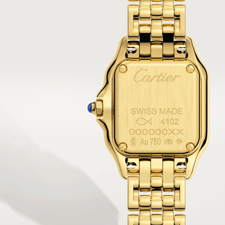 Cartier,Panthère de Cartier 25x19mm,25x19mm,Yellow Gold,Silver,Quartz,Sapphire,Crystal Glass,Square,WGPN0016