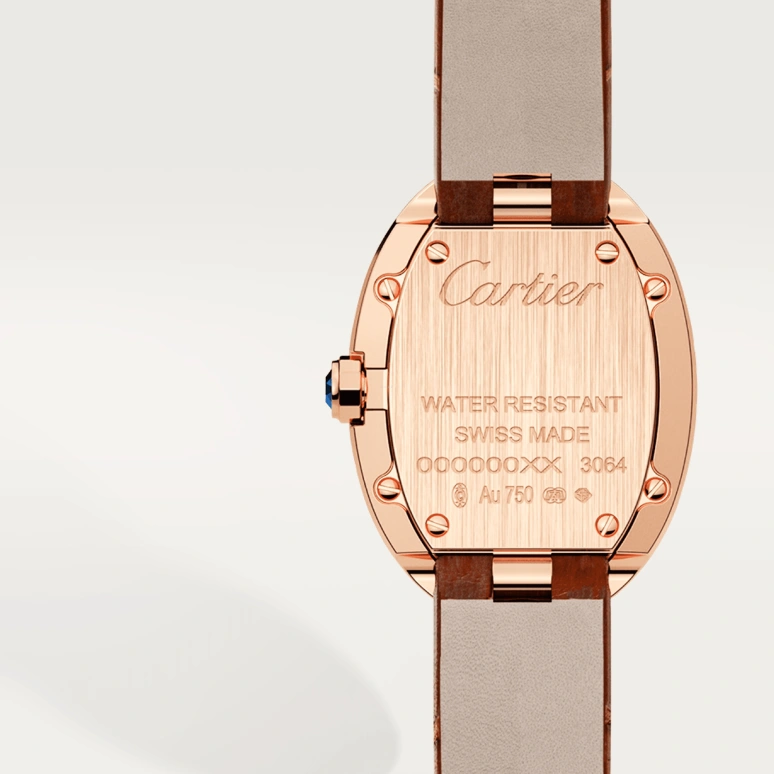 Cartier,Baignoire 31.60x23.10mm,31.60x23.10mm,Rose Gold,Silver,Quartz,Sapphire,Crystal Glass,Oval,W8000007