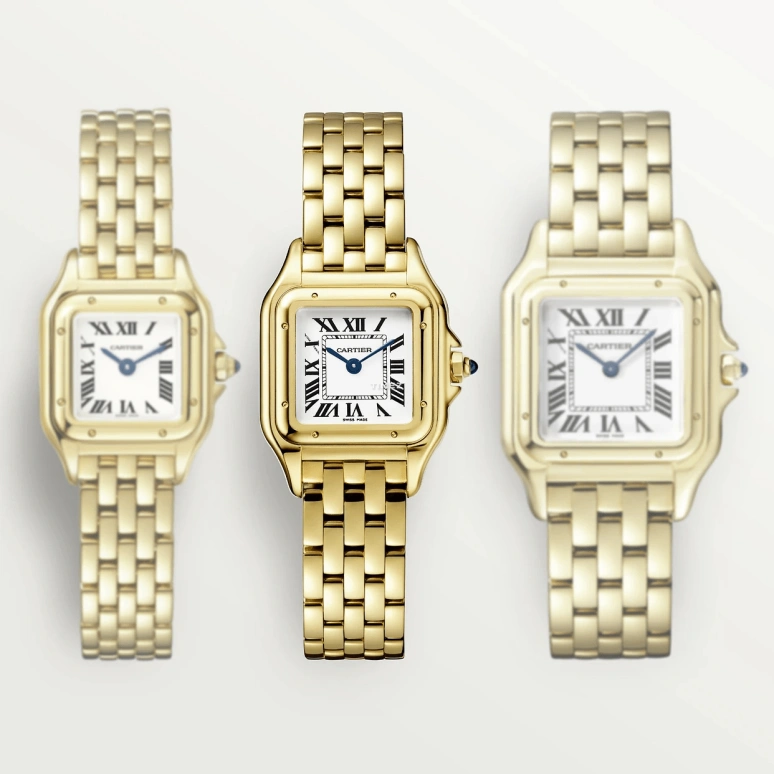 Cartier,Panthère de Cartier 23x30mm,23x30mm,Yellow Gold,Silver,Quartz,Sapphire,Crystal Glass,Square,WGPN0038