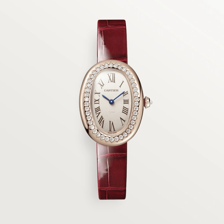 Cartier,Baignoire 31.40x23.09mm,31.40x23.09mm,Rose Gold,Silver,Quartz,Sapphire,Crystal Glass,Oval,WJBA0031