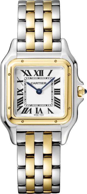 Cartier,Panthère de Cartier 29x37mm,29x37mm,Stainless Steel,Yellow Gold,Silver,Quartz,Sapphire,Crystal Glass,Square,W2PN0007