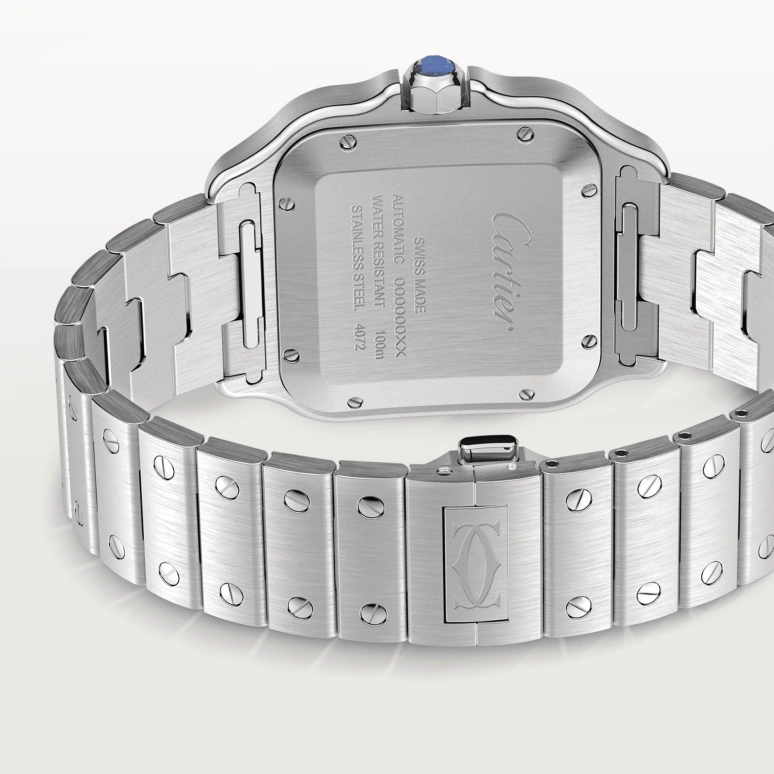 Cartier,Santos de Cartier 39.80mm,39.80mm,Stainless Steel,Silver,Automatic,Day,42hours,WSSA0047