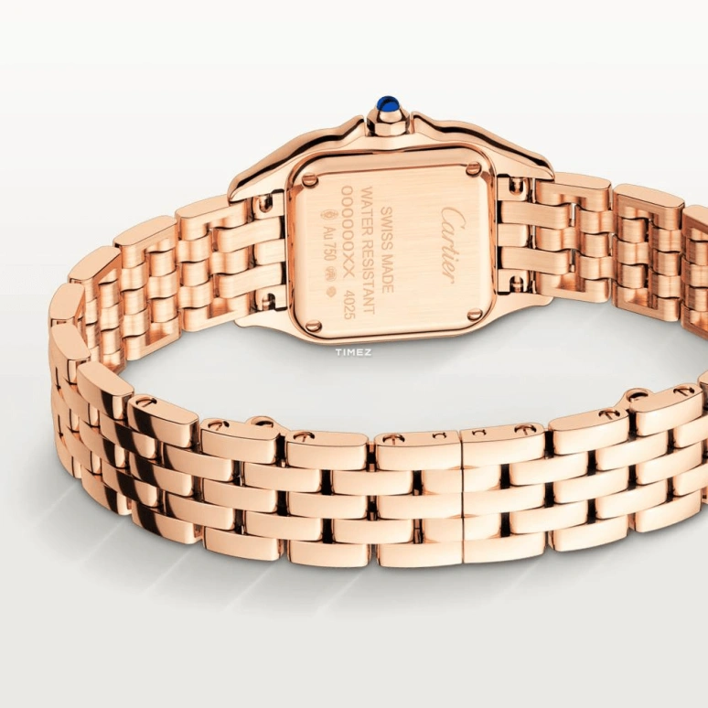 Cartier,Panthère de Cartier 23x30mm,23x30mm,Rose Gold,Silver,Quartz,Sapphire,Crystal Glass,Square,WGPN0040