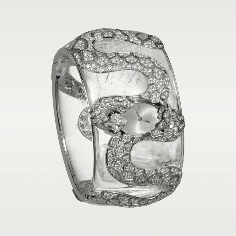 Cartier,High Jewelry Watches ,White Gold,Crystal,Silver,Quartz,Sapphire,Crystal Glass,Rose,HPI00647