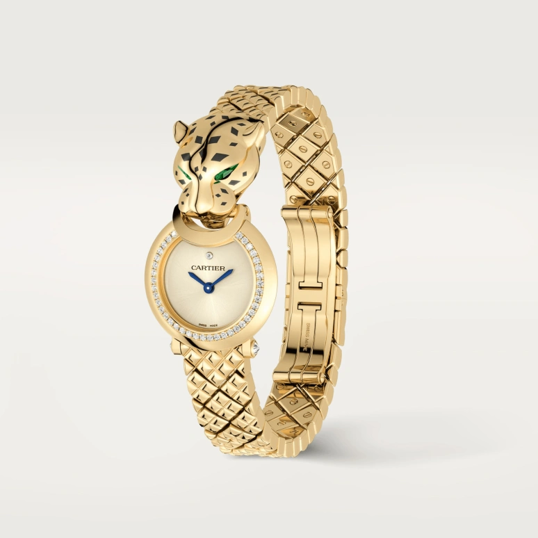 Cartier,Panthère Jewelry Watches 23.60mm,23.60mm,Yellow Gold,Gold,Quartz,Sapphire,Crystal Glass,Round,HPI01380