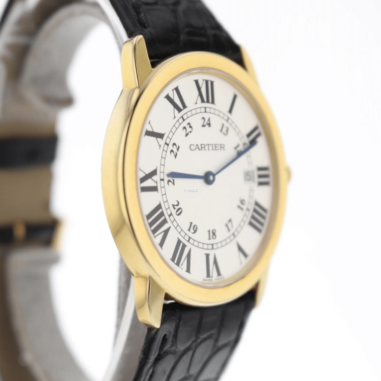Cartier,Ronde de Cartier 29.50mm,29.50mm,Yellow Gold,Silver,Quartz,In-house Caliber,Sapphire,Crystal Glass,W6700355