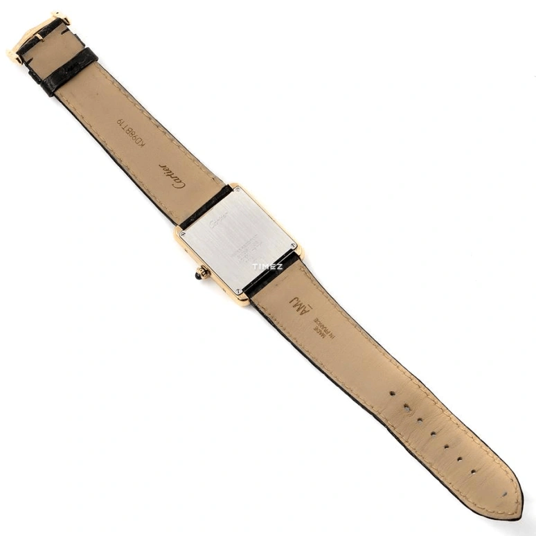 Cartier,Tank 34mm,34mm,Yellow Gold,Silver,Quartz,Sapphire,Crystal Glass,Square,W1018855