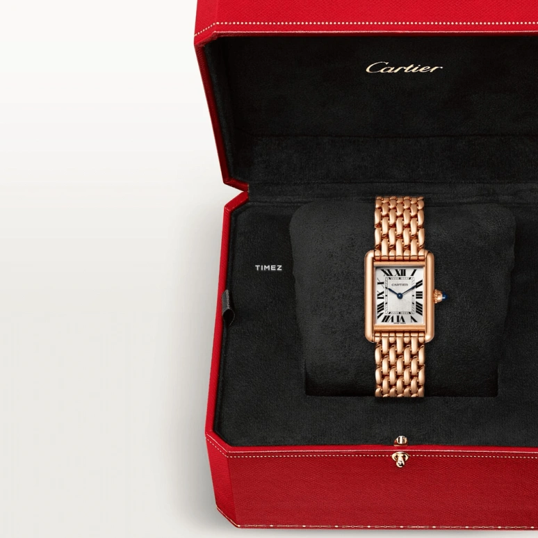 Cartier,Tank 29.50x22mm,29.50x22mm,Rose Gold,Silver,Handwound,38hours,In-house Caliber,WGTA0023