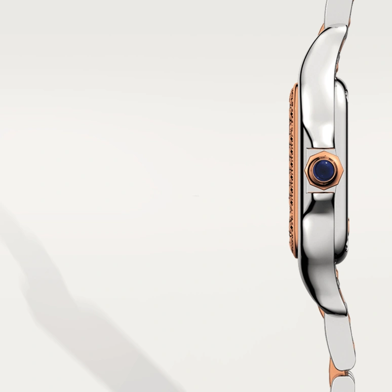 Cartier,Panthère de Cartier 22x30mm,22x30mm,Stainless Steel,Rose Gold,White,Quartz,Sapphire,Crystal Glass,Square,W3PN0006