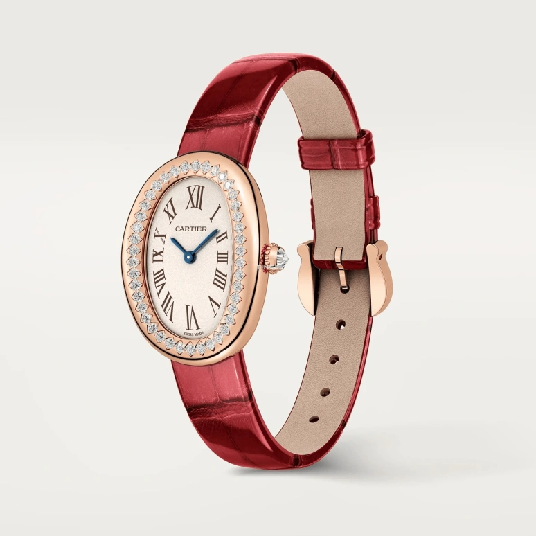 Cartier,Baignoire 31.40x23.09mm,31.40x23.09mm,Rose Gold,Silver,Quartz,Sapphire,Oval,WJBA0053
