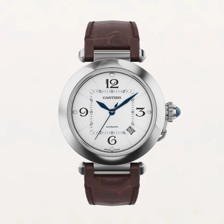Cartier,Pasha de Cartier 41mm,41mm,Stainless Steel,Silver,Automatic,Day,42hours,WSPA0010