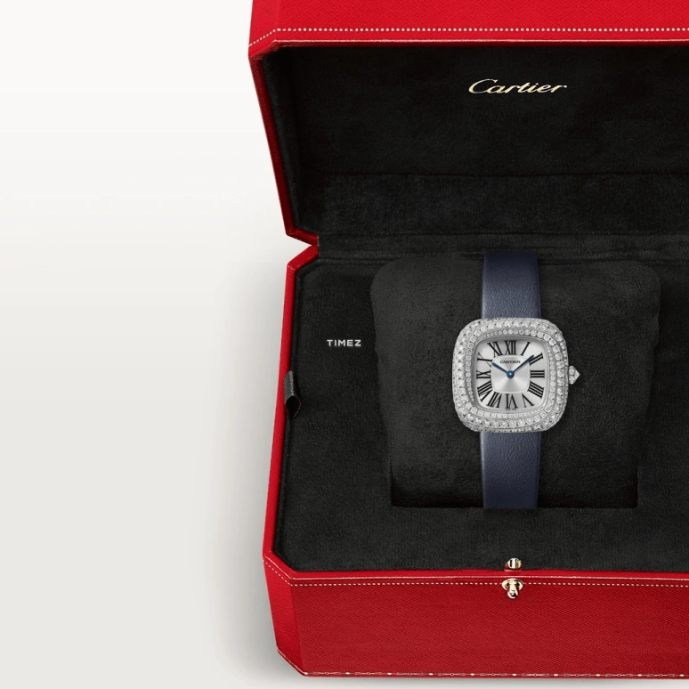 Cartier,Coussin de Cartier 30.40x31mm,30.40x31mm,White Gold,Silver,Quartz,Sapphire,Crystal Glass,Square,WJCS0003