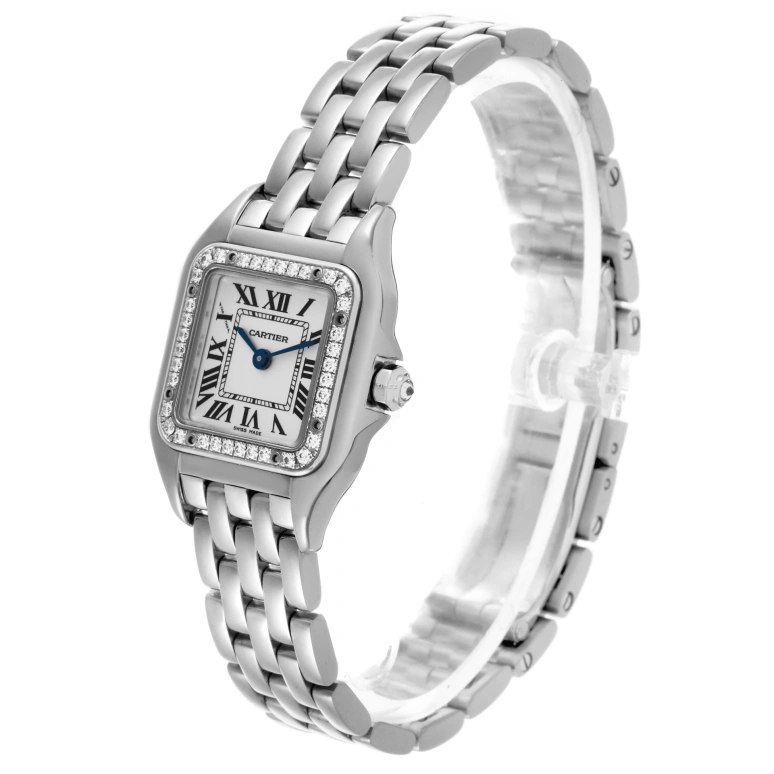Cartier,Panthère de Cartier 22x30mm,22x30mm,White Gold,Silver,Quartz,Sapphire,Crystal Glass,Square,WJPN0006