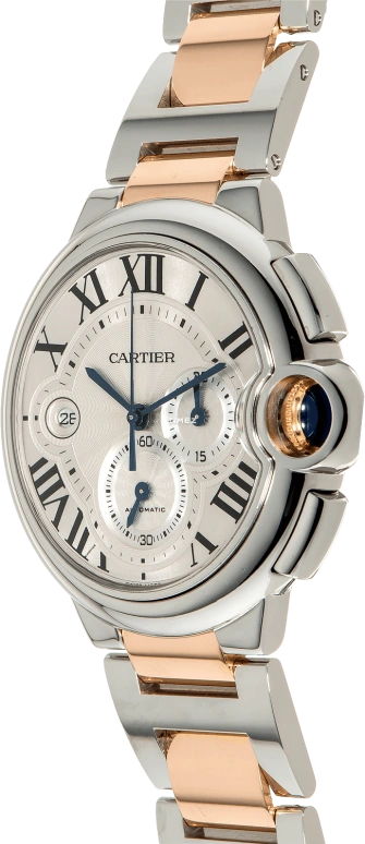 Cartier,Ballon Bleu de Cartier 44mm,44mm,Stainless Steel,Rose Gold,Silver,Automatic,Chronograph,Day,W6920063