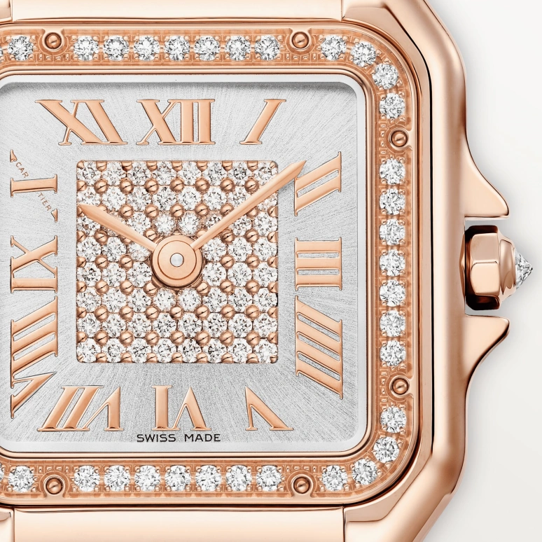 Cartier,Panthère de Cartier 36.50x26.70mm,36.50x26.70mm,Rose Gold,Silver,Quartz,Glass,Square,WJPN0092