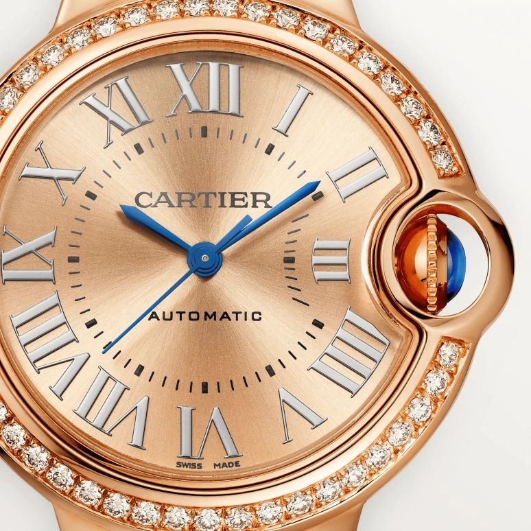 Cartier,Ballon Bleu de Cartier 33mm,33mm,Rose Gold,Automatic,Sapphire,Crystal Glass,Round,WJBB0076