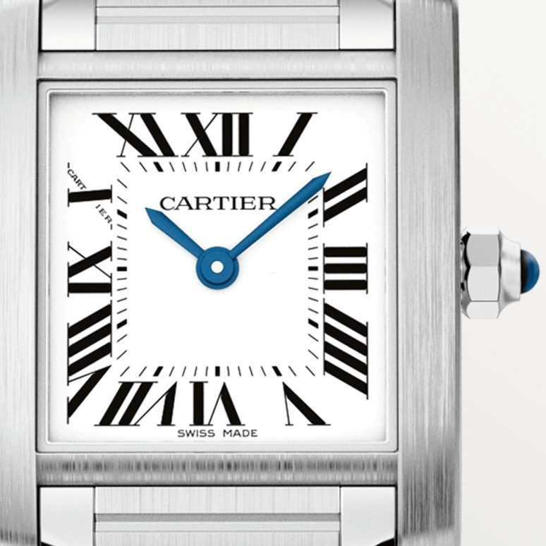 Cartier,Tank 25x20mm,25x20mm,Stainless Steel,Silver,Quartz,In-house Caliber,Sapphire,Crystal Glass,W51008Q3
